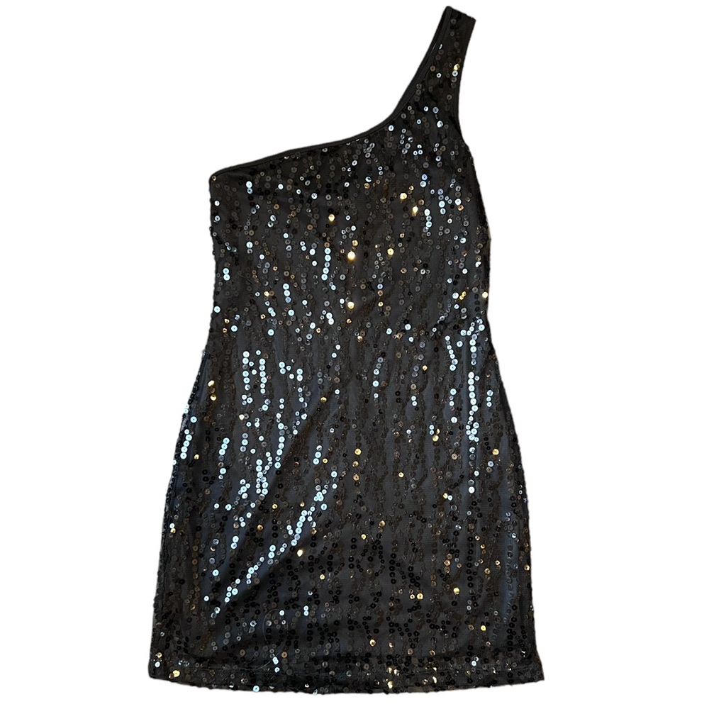 Black ✨ SEQUIN ✨ Mini Dress One Shoulder Dress Size S